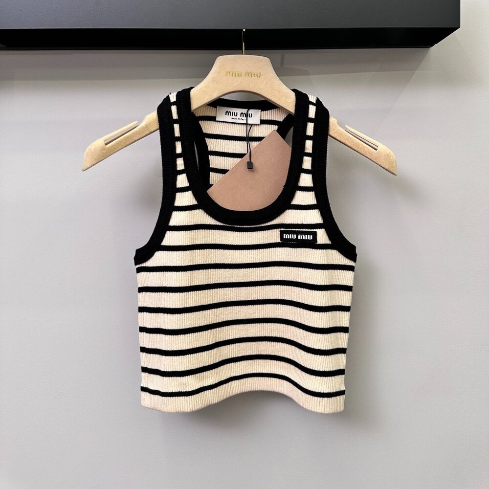 Miu miu striped knitted sports vest